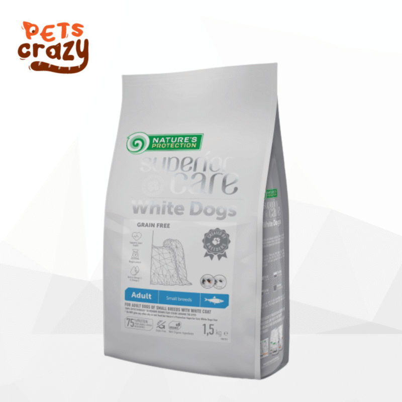 White Dog Adult Herring Tear Stains Off | Nature's Protection Dog Dry Food *Superior Care Series*