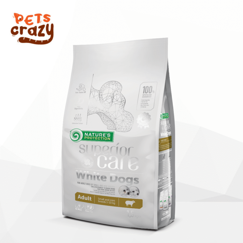 White Dog Adult Lamb Tear Stains Off for Small Breed | Nature's Protection Dog Dry Food *Superior Care Series*
