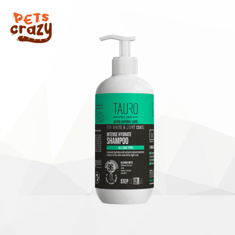 Intense Hydrate Shampoo for Dogs and Cats with White & Light Coat | Tauro Pro Line *Ultra Natural Care*