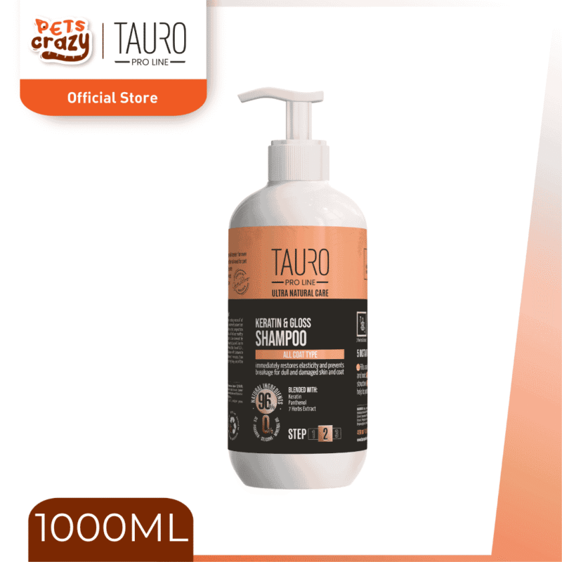 Keratin & Gloss Shampoo for Dogs and Cats Coat | Tauro Pro Line Ultra Natural Care