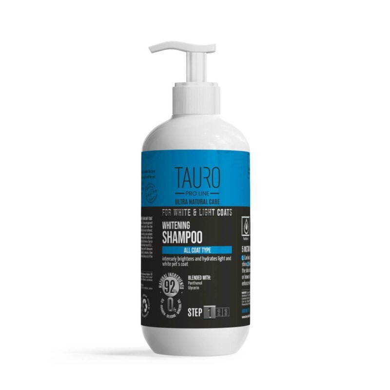Whitening Shampoo for Dogs and Cats with White & Light Coat | Tauro Proline Ultra Natural Care