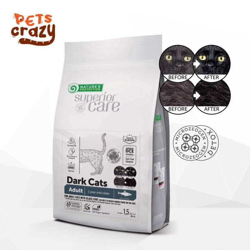 Dark Cats with Herring - Tear Stain Off + Hair Color Enhancer | Superior Care Cat Dry Food Nature's Protection