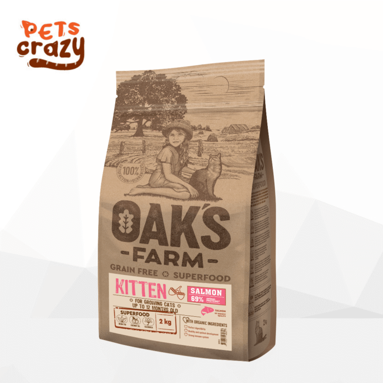 Oak's Farm grain-free Kitten with Salmon dry food, 2kg bag