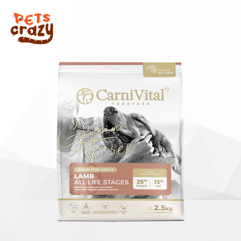 CarniVital Dog Dry Food - Grain-Free Lamb for All Life Stages Dogs