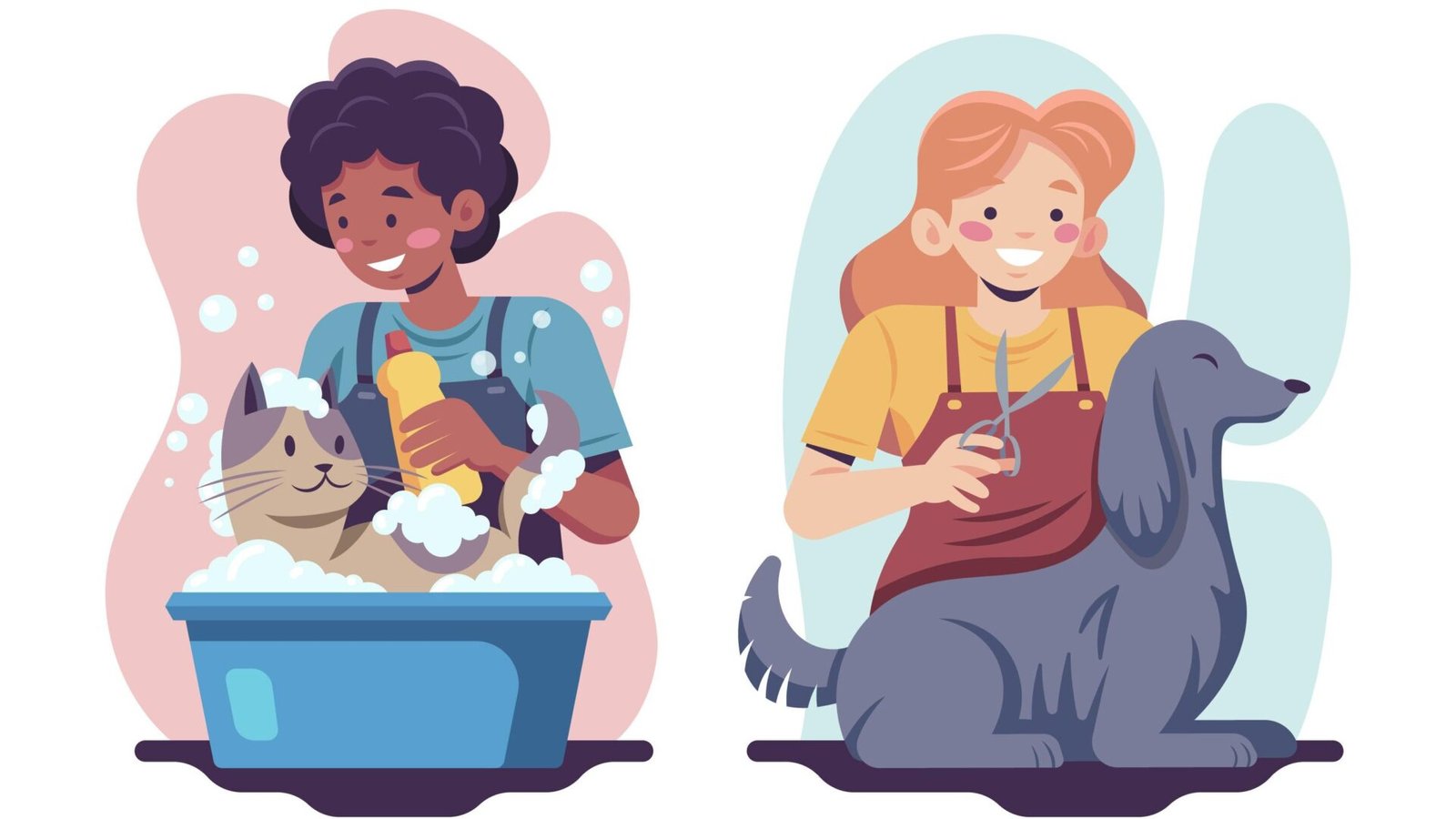 Bathing and brushing pet with itchy skin