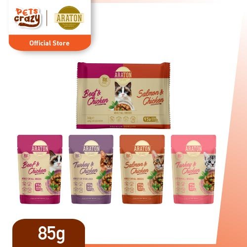 Cat Wet Food Pouch (85g) All Breed Adult Cat & Kitten| Araton