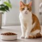 Best cat food in Malaysia, a cat beside a bowl of dry food