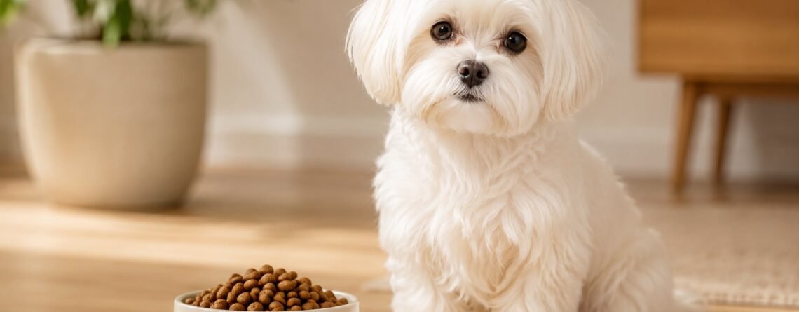 Nature's Protection dog food for a white-coated dog in Malaysia